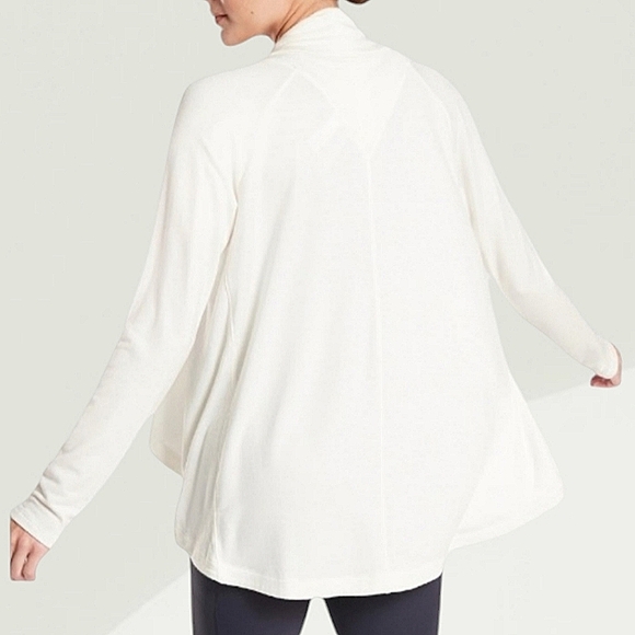 Athleta Nirvana Two Ways Wrap open front white stretch Cardigan lightweight XL - Picture 13 of 15